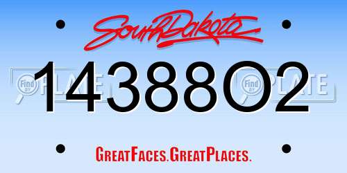 14388O2 South Dakota License Plate