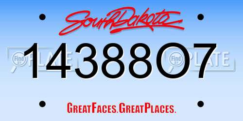 14388O7 South Dakota License Plate