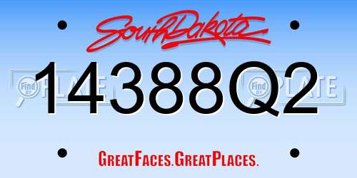 14388Q2 South Dakota License Plate
