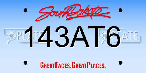 143AT6 South Dakota License Plate