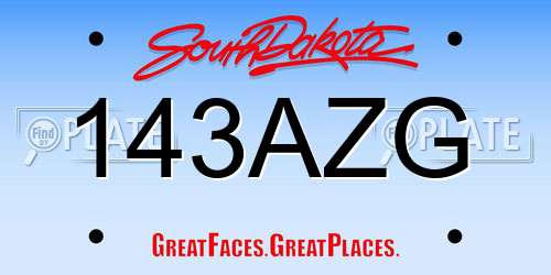 143AZG South Dakota License Plate