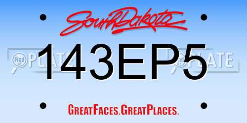 143EP5 South Dakota License Plate