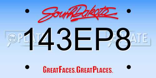 143EP8 South Dakota License Plate