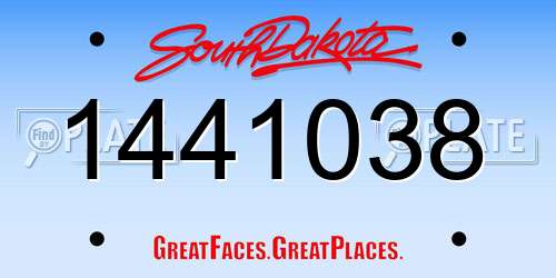 1441038 South Dakota License Plate