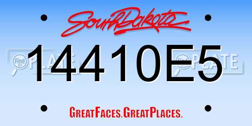 14410E5 South Dakota License Plate