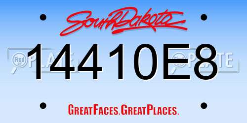 14410E8 South Dakota License Plate