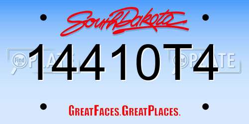 14410T4 South Dakota License Plate