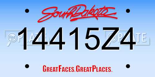 14415Z4 South Dakota License Plate