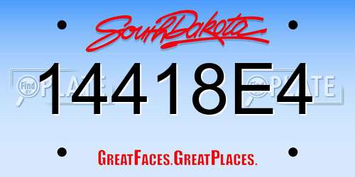 14418E4 South Dakota License Plate