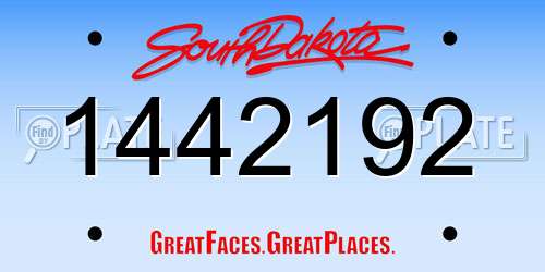 1442192 South Dakota License Plate