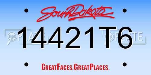 14421T6 South Dakota License Plate