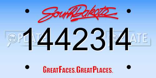 14423I4 South Dakota License Plate