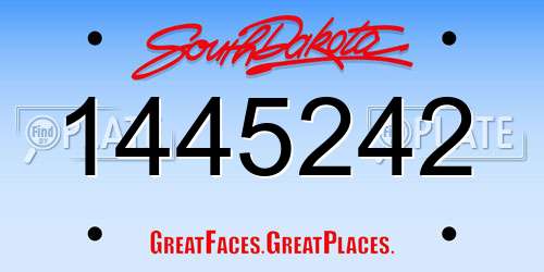 1445242 South Dakota License Plate