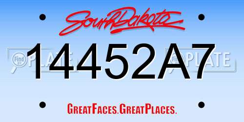 14452A7 South Dakota License Plate