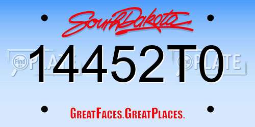 14452T0 South Dakota License Plate