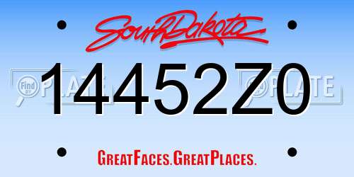 14452Z0 South Dakota License Plate