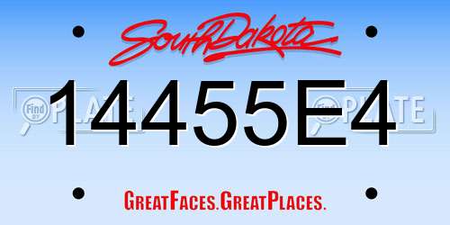 14455E4 South Dakota License Plate