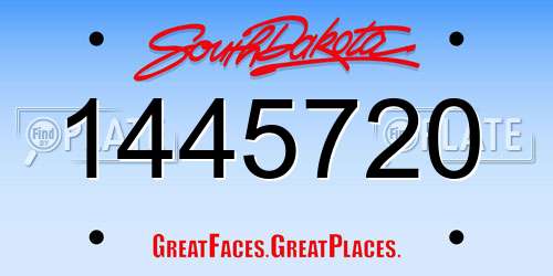 1445720 South Dakota License Plate