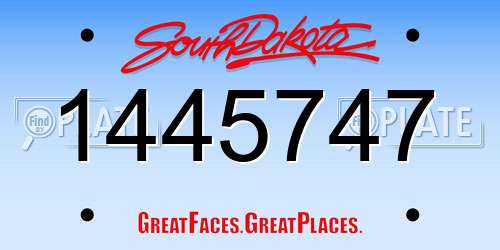 1445747 South Dakota License Plate