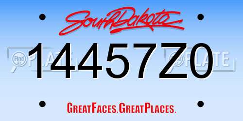 14457Z0 South Dakota License Plate
