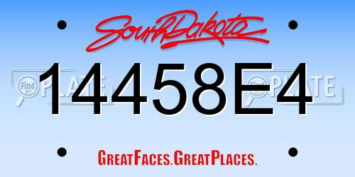 14458E4 South Dakota License Plate