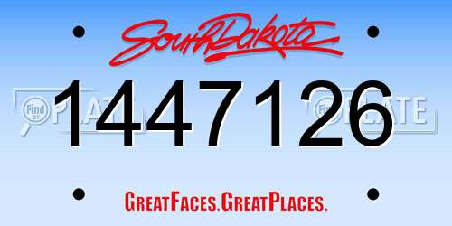 1447126 South Dakota License Plate