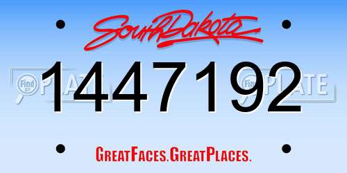 1447192 South Dakota License Plate