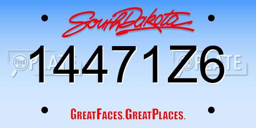 14471Z6 South Dakota License Plate
