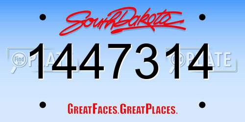 1447314 South Dakota License Plate