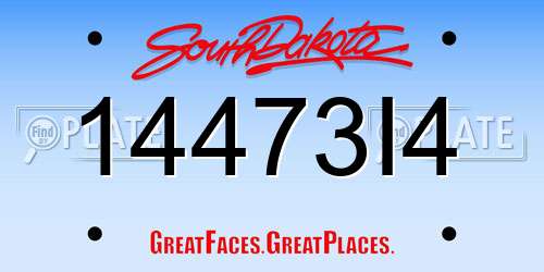 14473I4 South Dakota License Plate