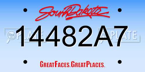 14482A7 South Dakota License Plate