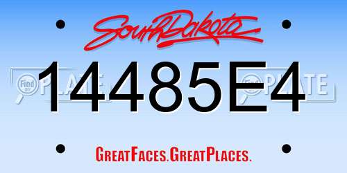 14485E4 South Dakota License Plate