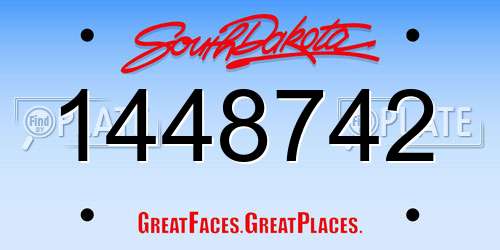 1448742 South Dakota License Plate