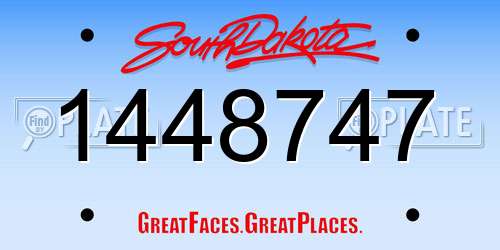1448747 South Dakota License Plate