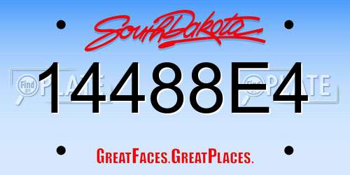 14488E4 South Dakota License Plate