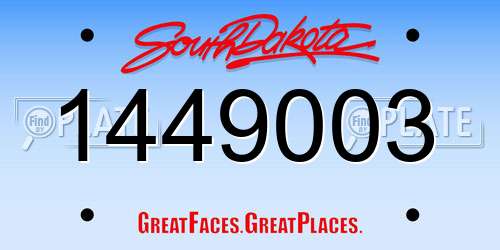 1449003 South Dakota License Plate