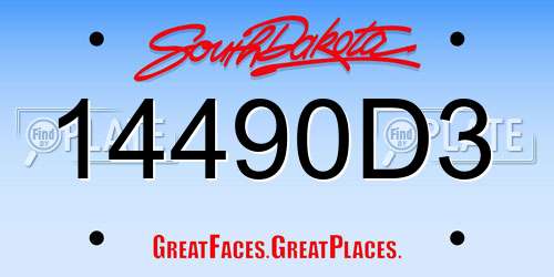 14490D3 South Dakota License Plate