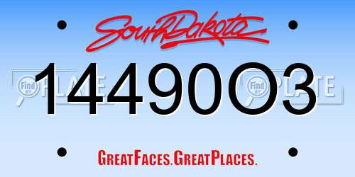 14490O3 South Dakota License Plate