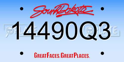 14490Q3 South Dakota License Plate