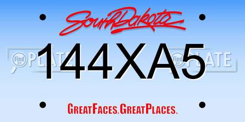 144XA5 South Dakota License Plate
