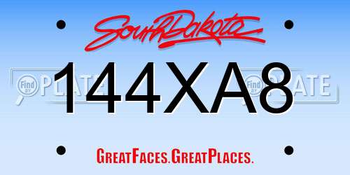 144XA8 South Dakota License Plate