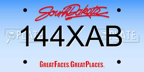 144XAB South Dakota License Plate