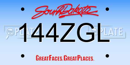 144ZGL South Dakota License Plate