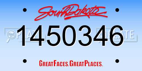 1450346 South Dakota License Plate
