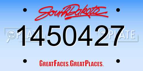 1450427 South Dakota License Plate