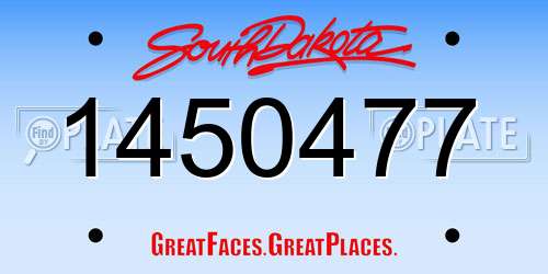 1450477 South Dakota License Plate