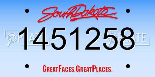 1451258 South Dakota License Plate