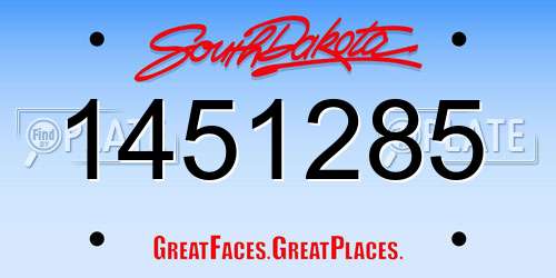 1451285 South Dakota License Plate