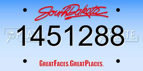 1451288 South Dakota License Plate