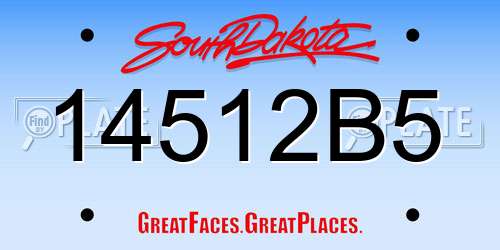 14512B5 South Dakota License Plate